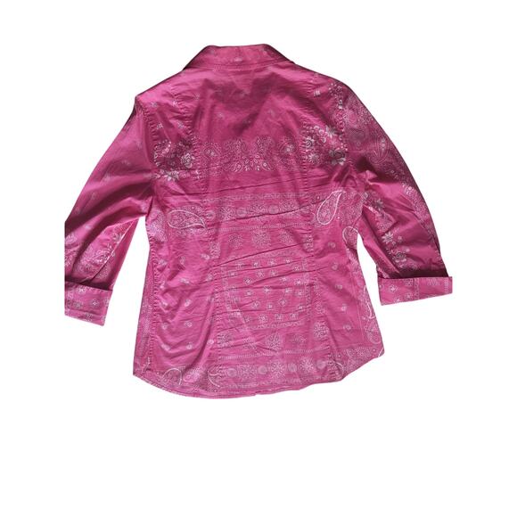 Coldwater Creek Pink Women Shirt Button Up 3/4 Sleeves Sz S - Picture 4 of 6